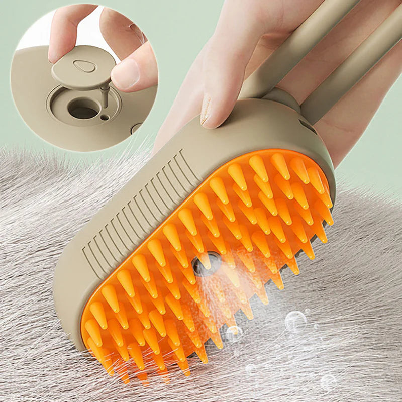 Brosse Vapeur Apaisante 3-en-1 pour Chats et Chiens.