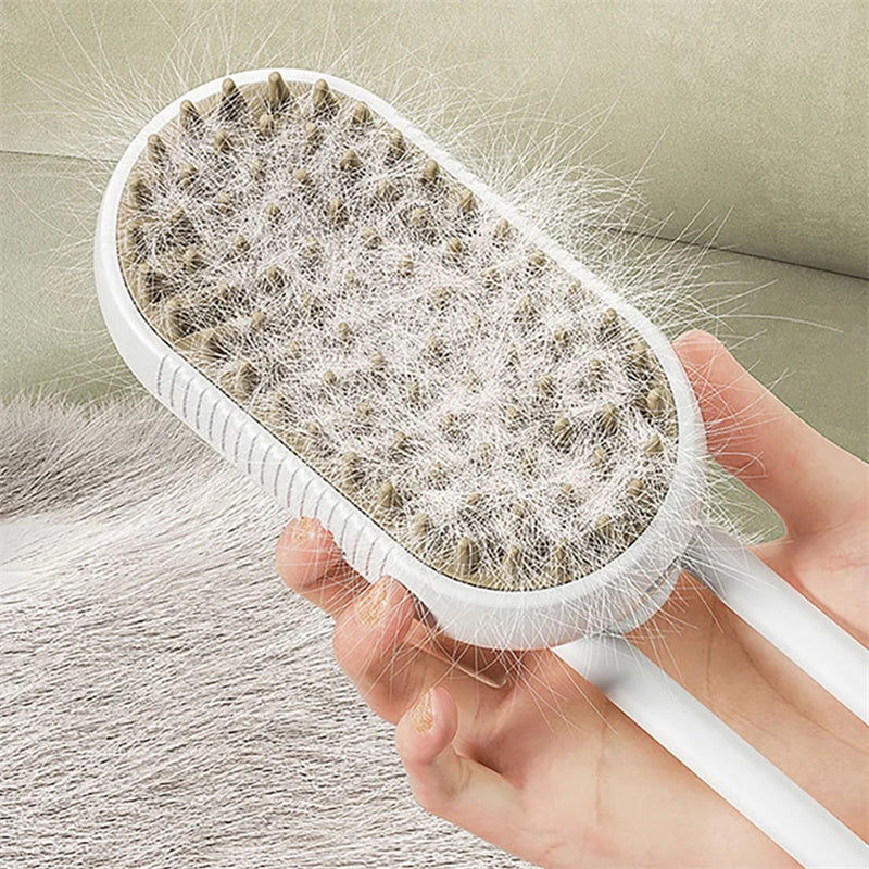 Brosse Vapeur Apaisante 3-en-1 pour Chats et Chiens.
